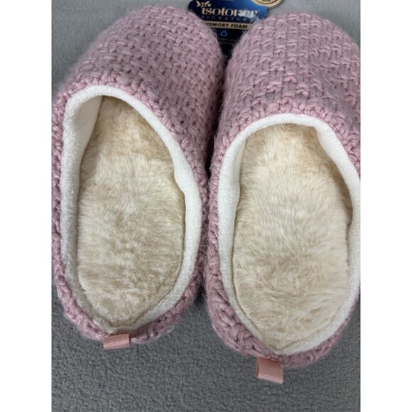Isotoner Women's Memory Foam Slippers Lg 8-9 Pink Knit Coco Comfort NWT's - Picture 3 of 8